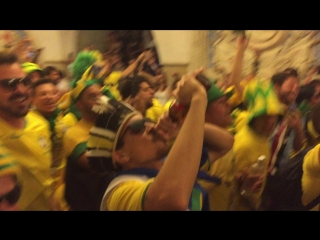 brazilian fans in the moscow metro